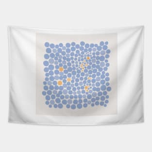 Retro Blue Yellow Polka Dots Tapestry