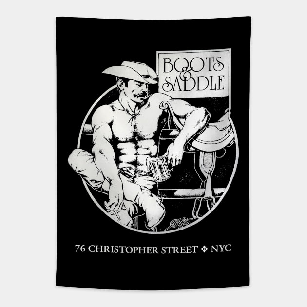 Boots and Saddle Vintage Gay Retro NYC Tapestry by WearingPride