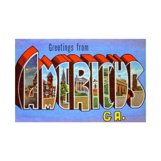 Greetings from Americus, Georgia - Vintage Large Letter Postcard by Naves