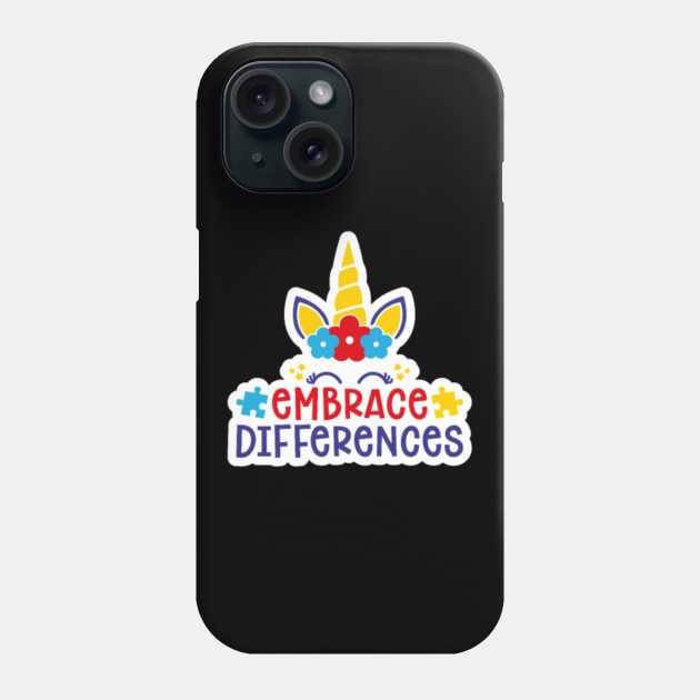 Embrace Differences Unicorn Phone Case by Nulian Sanchez