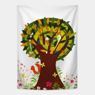 Cute vintage Woodland cartoon Tapestry