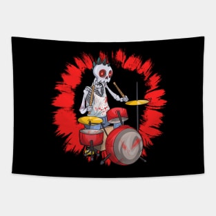 Punk Drummer Skull Tapestry