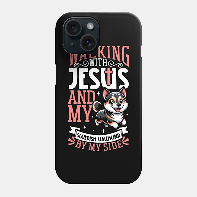 Jesus and dog - Swedish Vallhund Phone Case by Modern Medieval Design