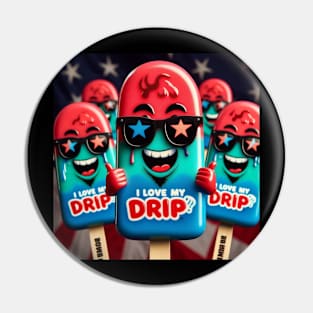 4th of July Drip-Cool Popsicles Pin