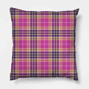 Pink, Gold and Blue Tartan Pattern Pillow