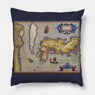 Antique Map of Japan by Mercator and Hondius Pillow