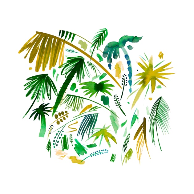 Watercolor Tropical Jungle Palms by ninoladesign