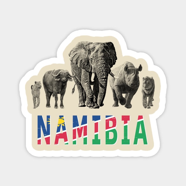 Namibia Wildlife Big Five for Namibia Safari Fans Magnet by scotch