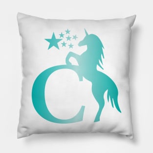 C Unicorn Star Monogram Pillow