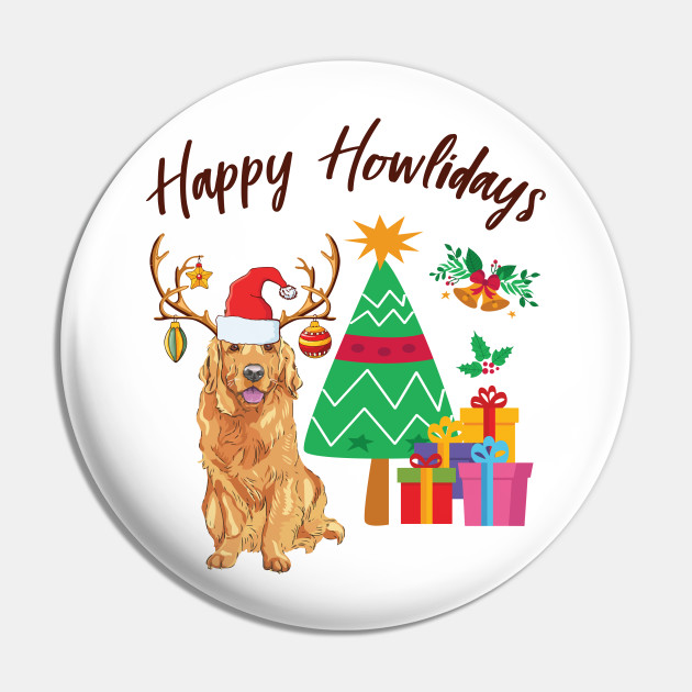 Noel Christmas Deer with Flowers Pinback Button Pin