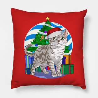 American Shorthair Cat Santa Christmas Gift Pillow