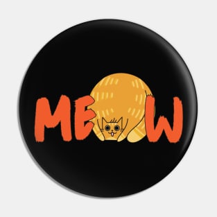 Fat Cat Meow Orange Graphic Pin