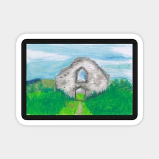 Hen Eglwys, Chapel on the Hill - Pastel Drawing Magnet