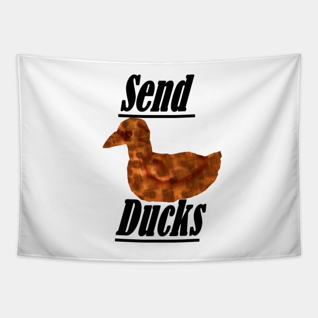 Send Ducks Adventure Zone Tapestry by Blacklightco