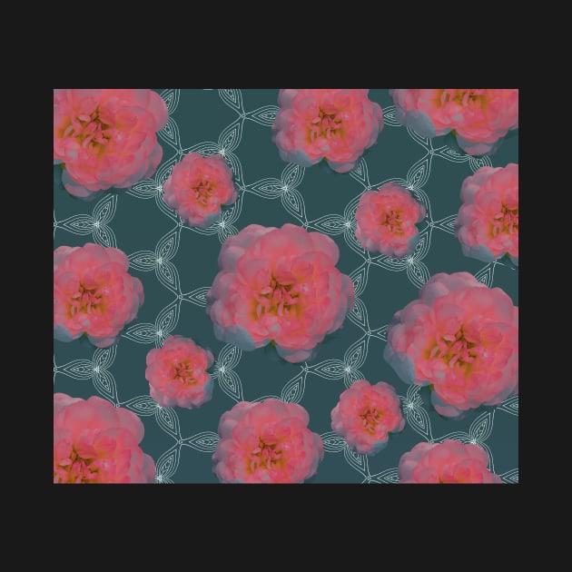 Romantische Rosenblüten auf geometrischem Muster by Uniquepixx