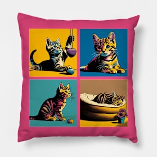 Tabby Pop Art - Cute Kitties Pillow