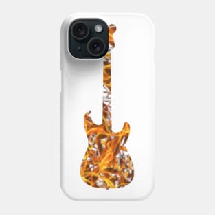 Yellow Flame Guitar Silhouette on White Phone Case