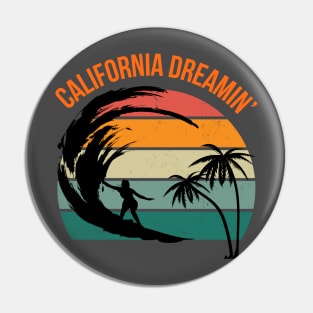 California Dreamin' Surf Shirt Vintage Inspired Casual Summer Top, Unique Gift for Beach Lovers, Surfers, Californians Pin