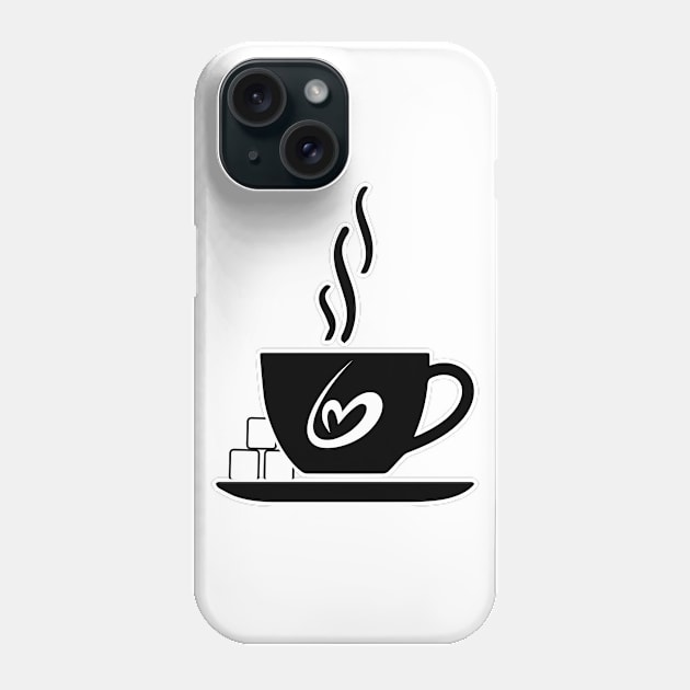 Funny coffee cup, coffee lovers gift, coffee gift, coffee cozy, birthday, cafeteria’s stickers, fashion Design, restaurants and laptop stickers, lovely coffee cup with heart inside Phone Case by PowerD