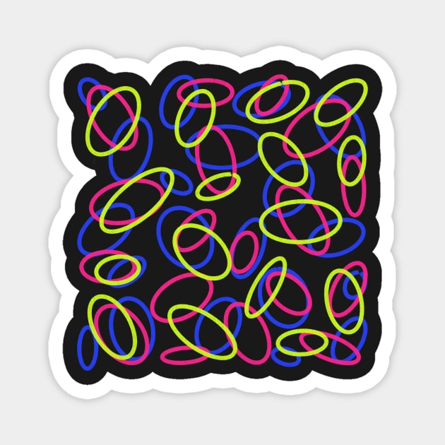 Bright Ovals on Black Abstract Magnet by Klssaginaw