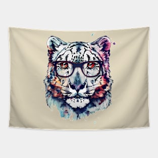 Brainy & Beautiful: The Snow Leopard with Specs Appeal! Tapestry