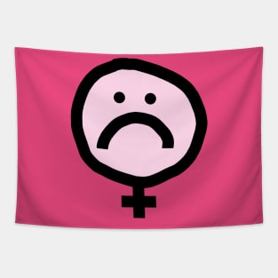 Female Pink Unhappy Smiley Face Tapestry