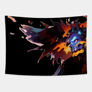 Blue Horned Demon Left Wing Tapestry