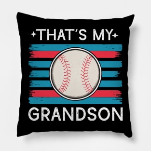 Retro Vintage That's My Grandson There Baseball Grandma Mothers Day Gift For Mom Pillow