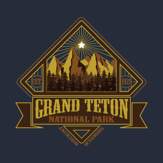 Grand Teton National Park Vintage Style Typography by LostOnTheTrailSupplyCo