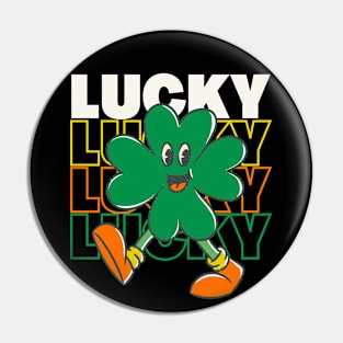 Funny Clover Leaf Character| St. Patrick Lucky Clover Leaf Mascot Pin