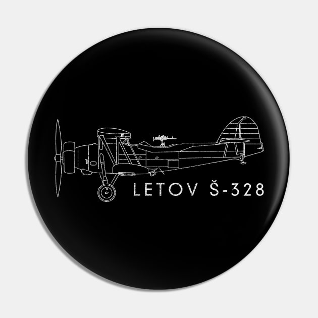 Letov Š-28 Š-328 WW2 Airplane Line Art Blueprint Pin by Battlefields