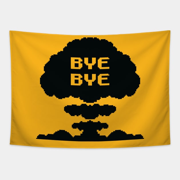 Mushroom Cloud (black, pixellated) Tapestry by GraphicGibbon