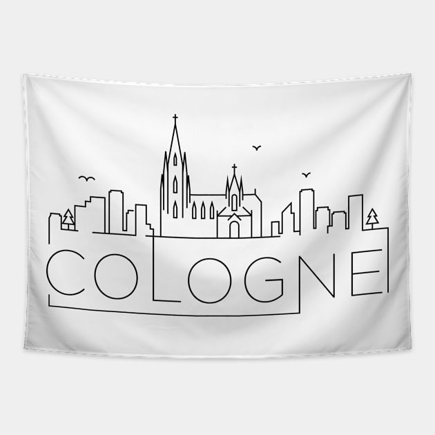 Cologne Minimal Skyline Tapestry by kursatunsal