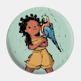 Pals - Girl and her Macaw Pin