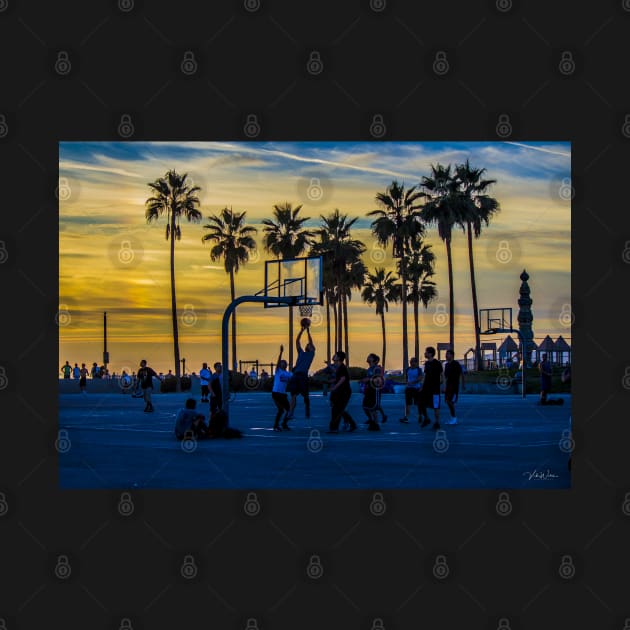 Sunset Basketball Game at Venice Beach, California, USA. by VickiWalsh