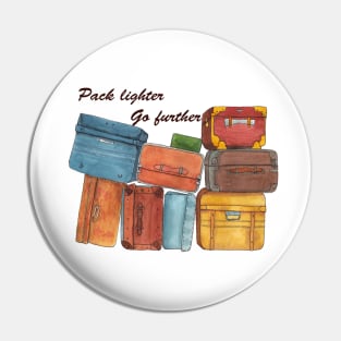 Pack lighter Go further - travel illustration Pin