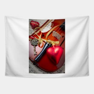 Red Heart And Santa Key Ornament Tapestry