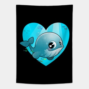 love baby blue whale Tapestry