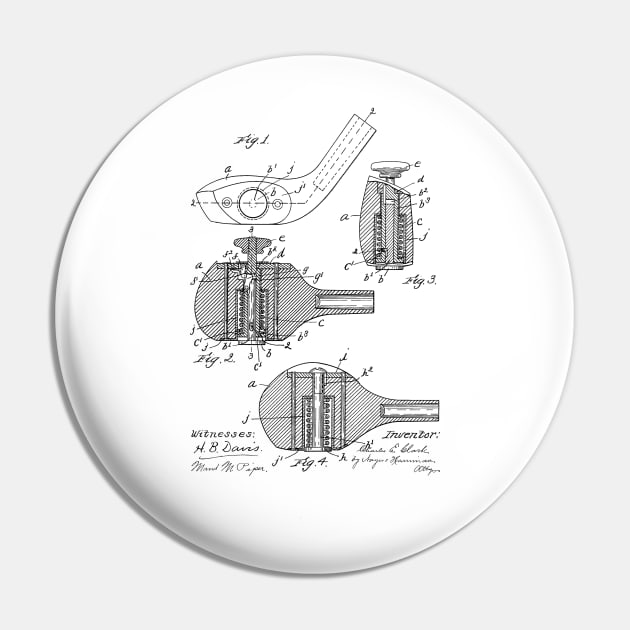 Golf Club Vintage Patent Hand Drawing Pin by TheYoungDesigns