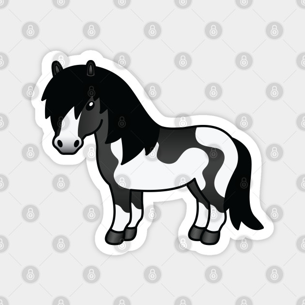 Black Pinto Shetland Pony Cute Cartoon Illustration Shetland Pony Magnet Teepublic Uk