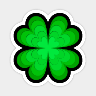 Lucky four-leaf clover, Irish shamrock in green layers Magnet