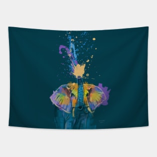 Full of Colors, Elephant Illustration Tapestry