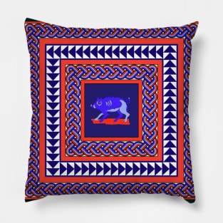 Red and Blue wild boar Pillow