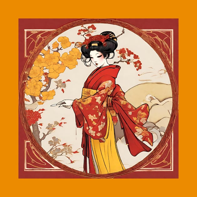 Geisha in Red by Pearla Arts