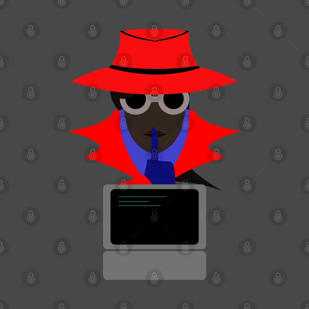 Lady Red Shush (Afro W/Computer): A Cybersecurity Design by McNerdic