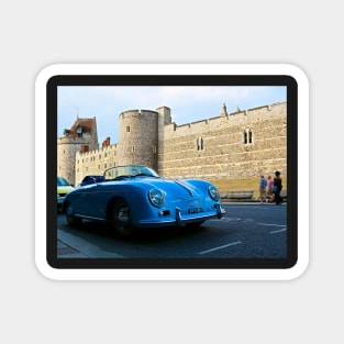 Beautiful blue vintage car near Windsor Castle Magnet