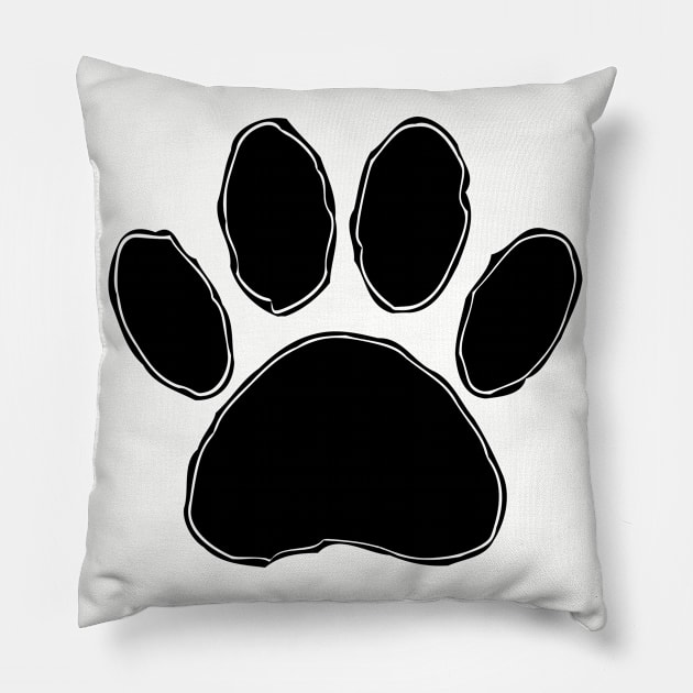 Dog Paw Drawing In Black Pillow by Braznyc