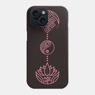 Spiritual Symbols - Yin Yang - Lotus - Unalome - Pink Phone Case