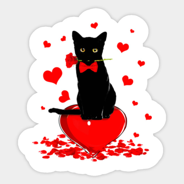 Valentine Cat Heart Happy Valentines Day Black Cat Heart Love