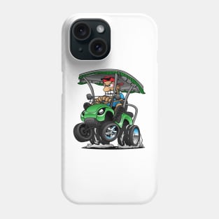 Funny Golf Cart Hotrod Golf Car Popping a Wheelie Cartoon Phone Case